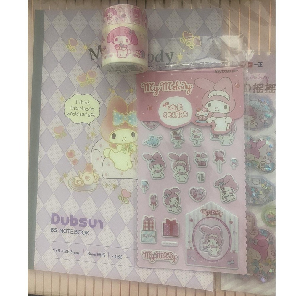 Sanrio My Melody Stationery Set – Notebook,‎ Stickers & Washi Tape